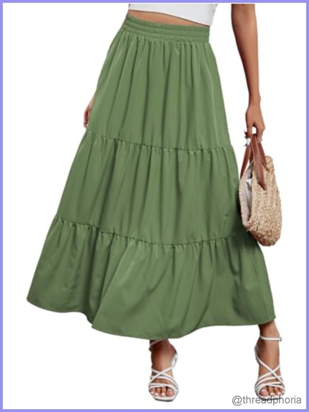 Women's Boho Flowy Maxi Skirt Tiered High Waist Beach Summer